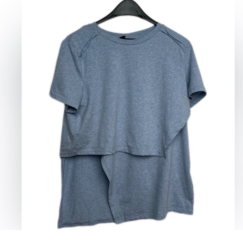 Shein X Women's Gray/Light Blue Short Sleeve Layered Top Size Small